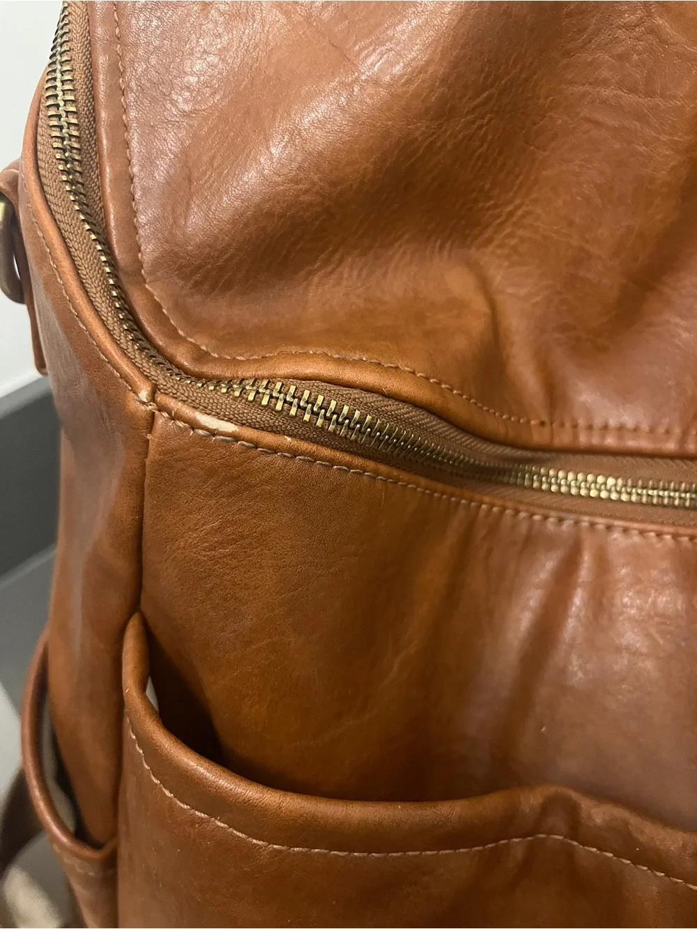 Azaria La Mère Tan Vegan Leather Backpack - Picture 5 of 9